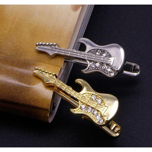 Snazzy Guitar Collection Tie Bars/Clips - 2 Colors-Tie Clips-Gentleman.Clothing