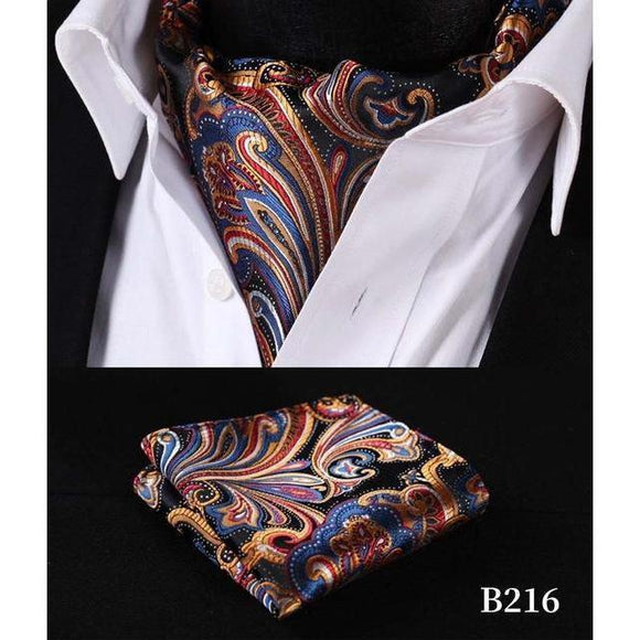Vintage Paisley Silk Ascot/Cravat Tie & Handkerchief-Ascot Ties-Gentleman.Clothing