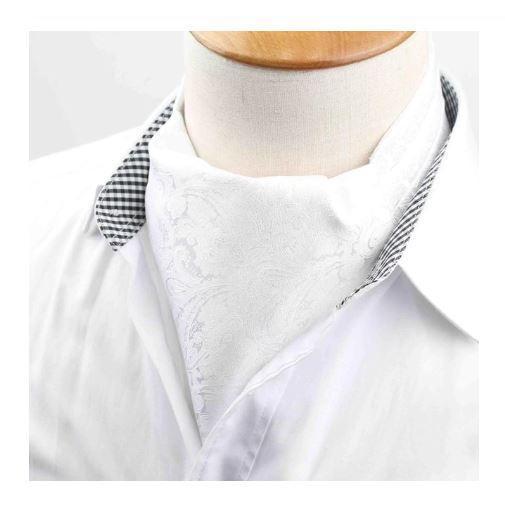 White Paisley Gentleman Collection Ascot/Cravat Tie-Ascot Ties-Gentleman.Clothing
