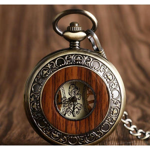 Wooden Mechanical Hand Wind Pocket Watch-Watches-Gentleman.Clothing